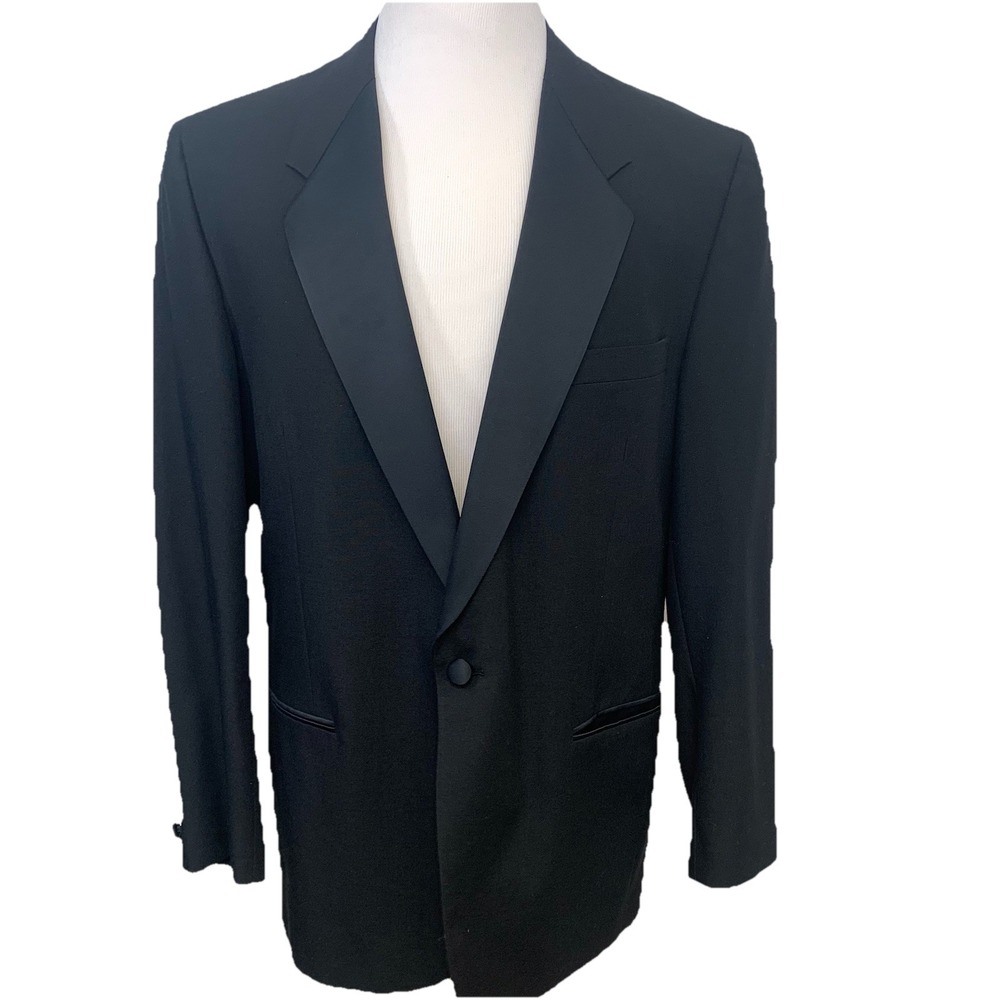 Vtg Dimitri Tuxedo Black Dinner Jacket Blazer‎ Red Lining 44L Union Made Formal